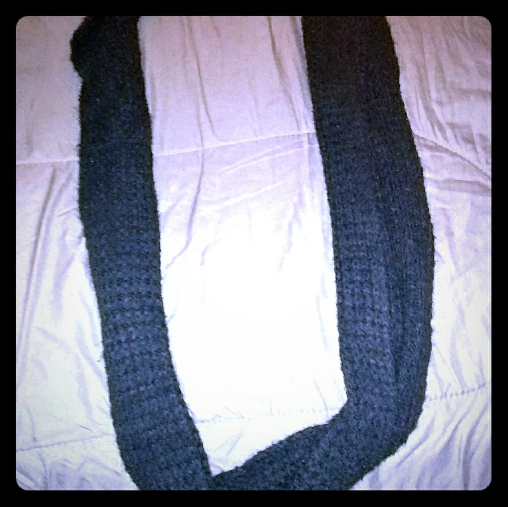Black crochet knit soft scarf